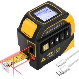 Edovaf 4-in-1 laser tape measure front view showing compact design for quick room measurements.
