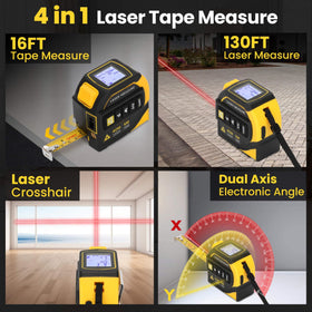 Edovaf 4-in-1 laser tape measure side view highlighting integrated level and crosshairs.