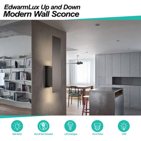 Edwarmlux dimmable up-down wall light installed in hallway for welcoming glow