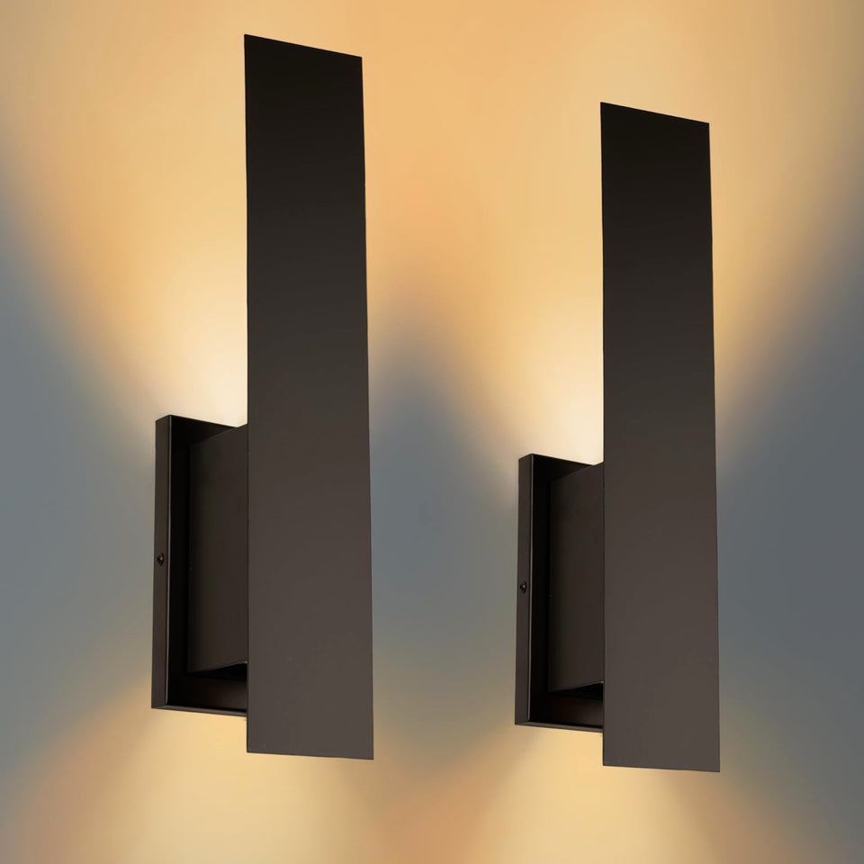 Edwarmlux two-light matte-black wall sconce front view for stylish living room ambiance