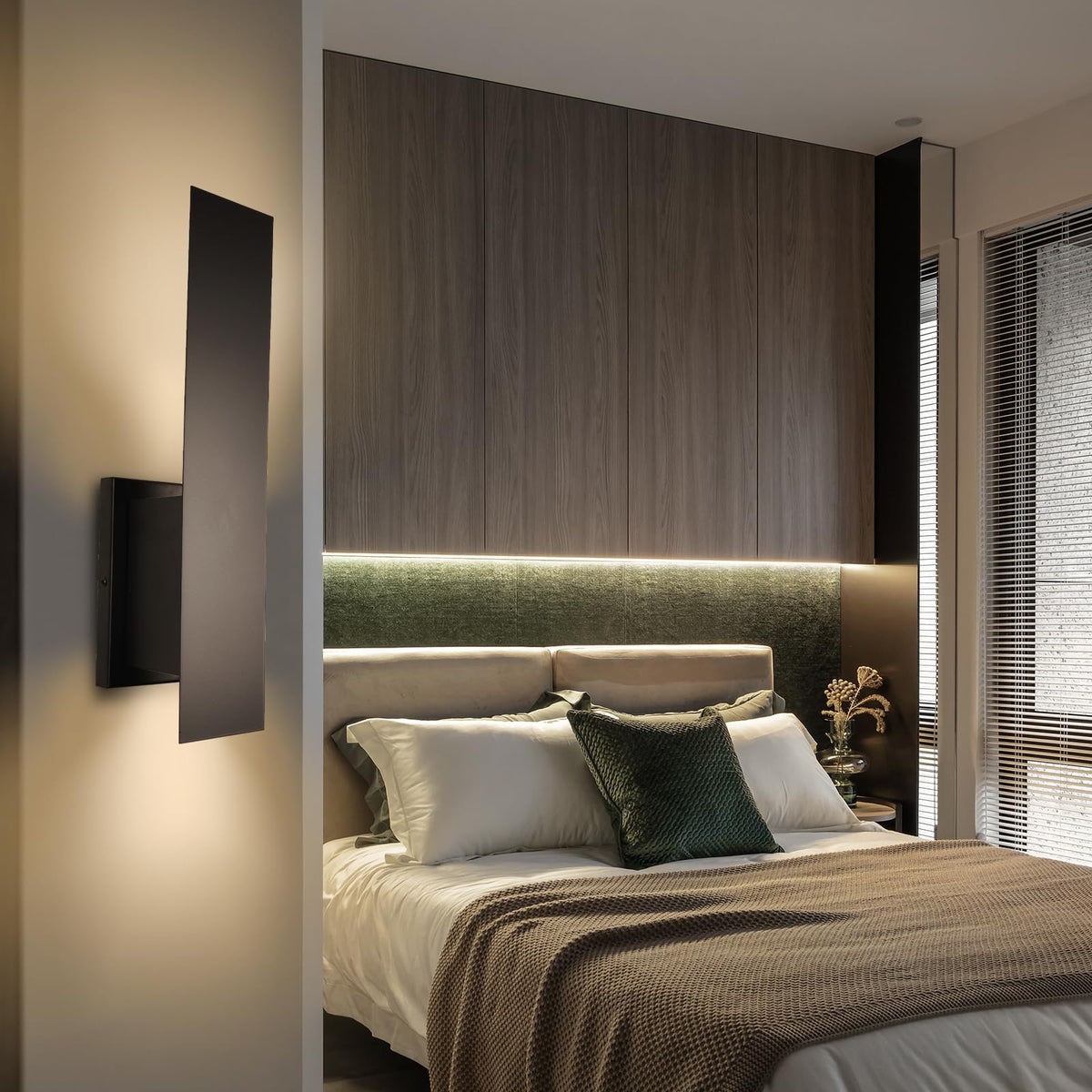 Edwarmlux wall sconce side view highlighting dramatic mood and wall shadows