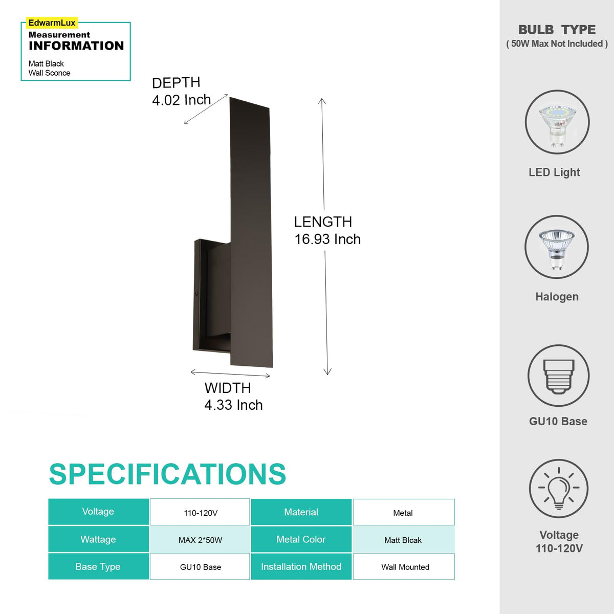Edwarmlux wall light with ready-to-mount hardware for quick installation