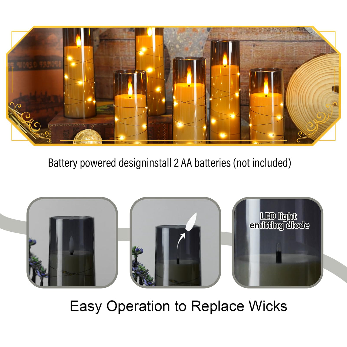 Eebuss remote control candle shows brightness and timer versatility