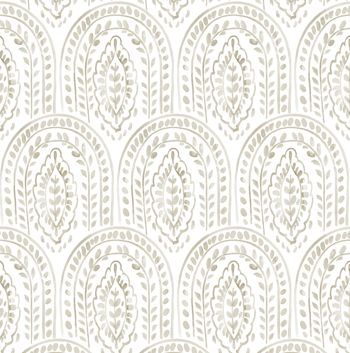EeeComing boho peel-and-stick wallpaper pattern featuring leaves and arches for a stylish accent.