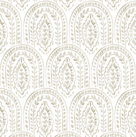 EeeComing boho peel-and-stick wallpaper pattern featuring leaves and arches for a stylish accent.