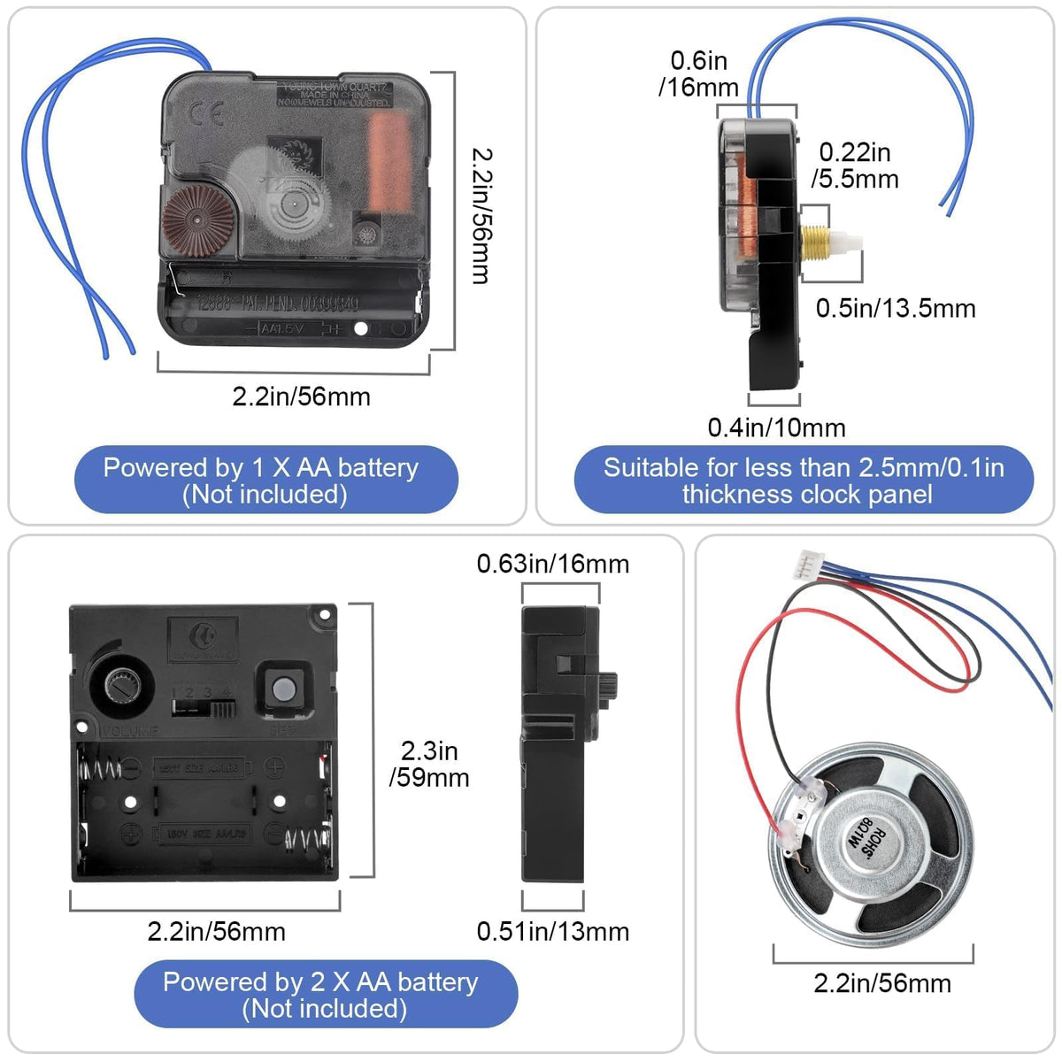 EEEKit battery clock motor highlights compact movement for accurate timekeeping.