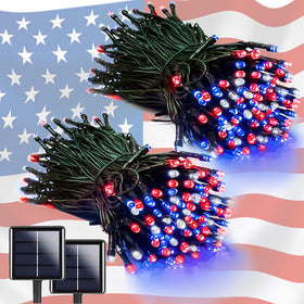 EEW 2-pack 200 LED red white blue lights for outdoor patriotic display