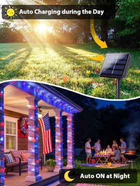 EEW patriotic solar tree lights IP65 waterproof for garden or patio use
