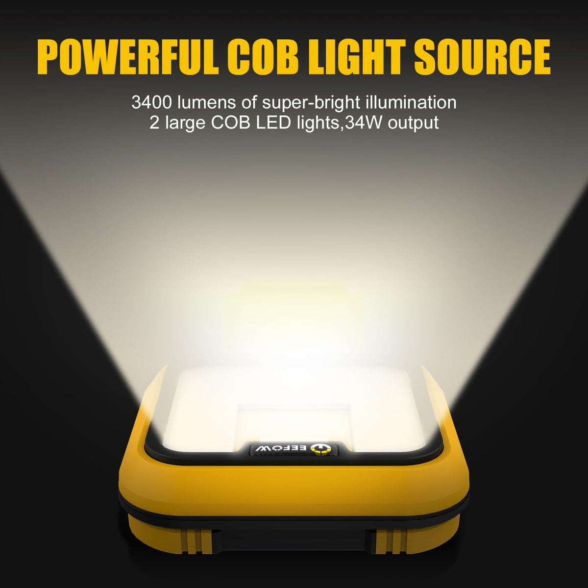 EEFOW work light with 240-degree swivel for versatile angle coverage on jobsites.