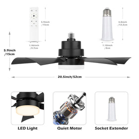 In a living room setup, the EEK fan light fits nicely