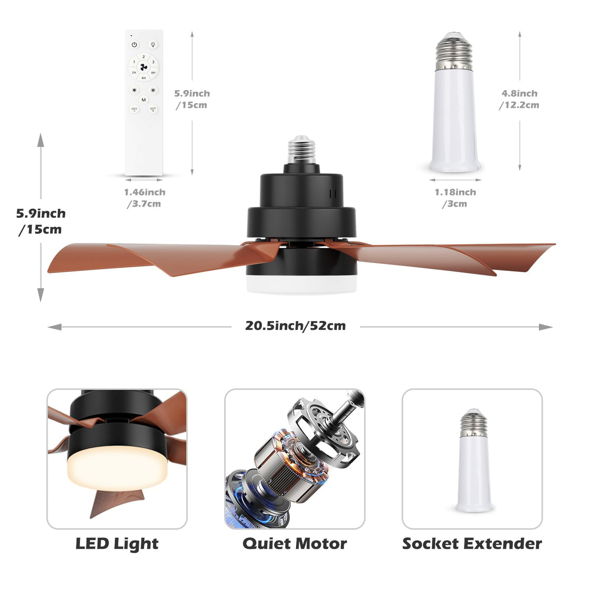 EEK 5-blade 20.5-inch span for stronger airflow