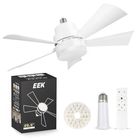EEK socket fan light assembly ready for quick, tool-free installation in any E26/E27 socket.
