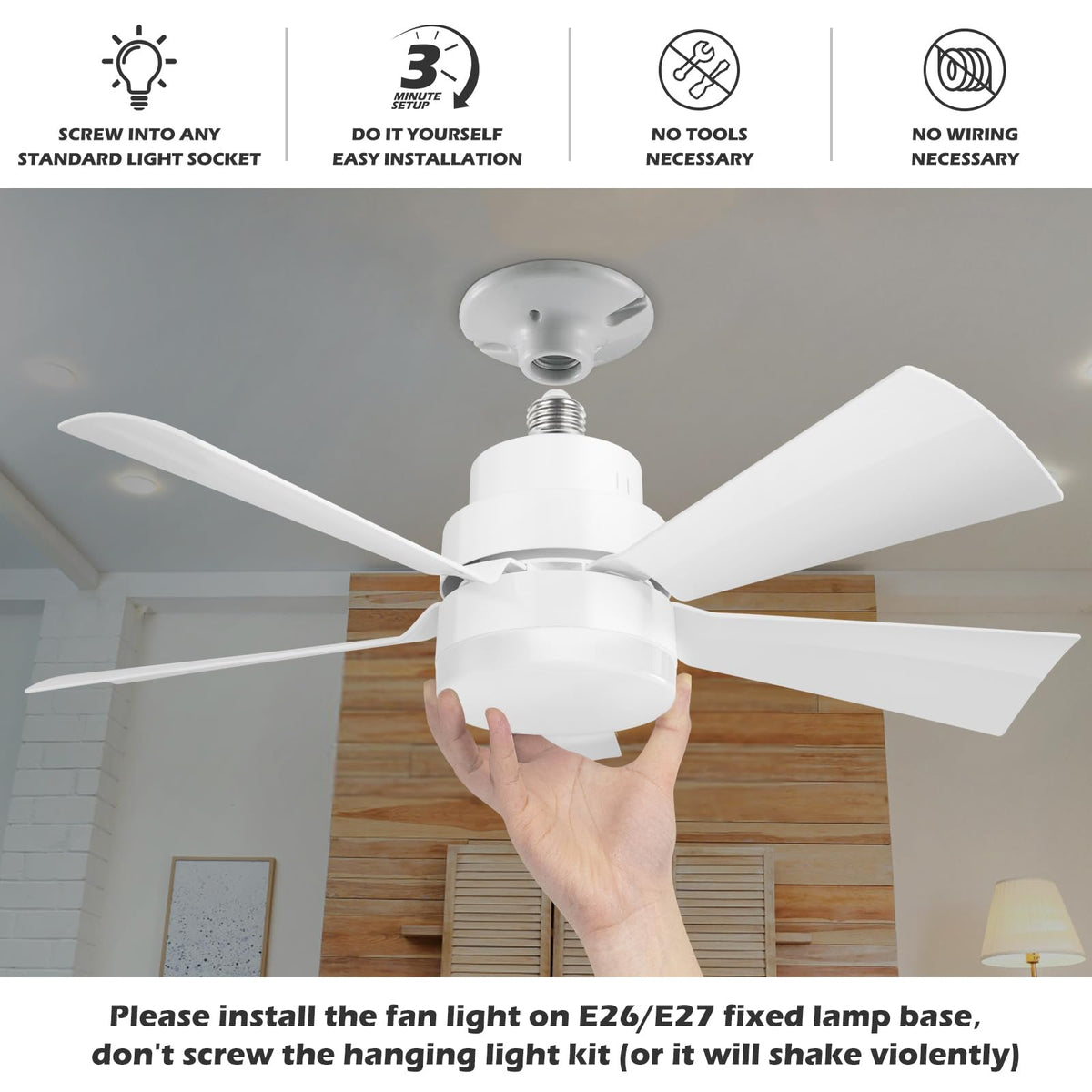 EEK socket fan light remote control for easy speed and light adjustments.