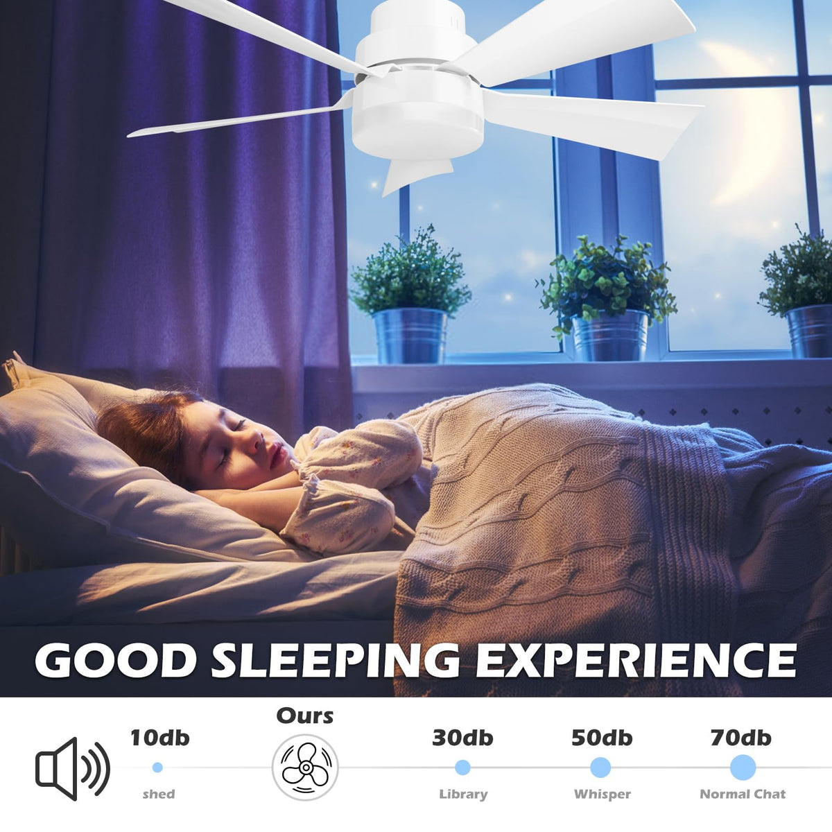 EEK socket fan light ultra quiet motor delivers smooth, near-silent operation.