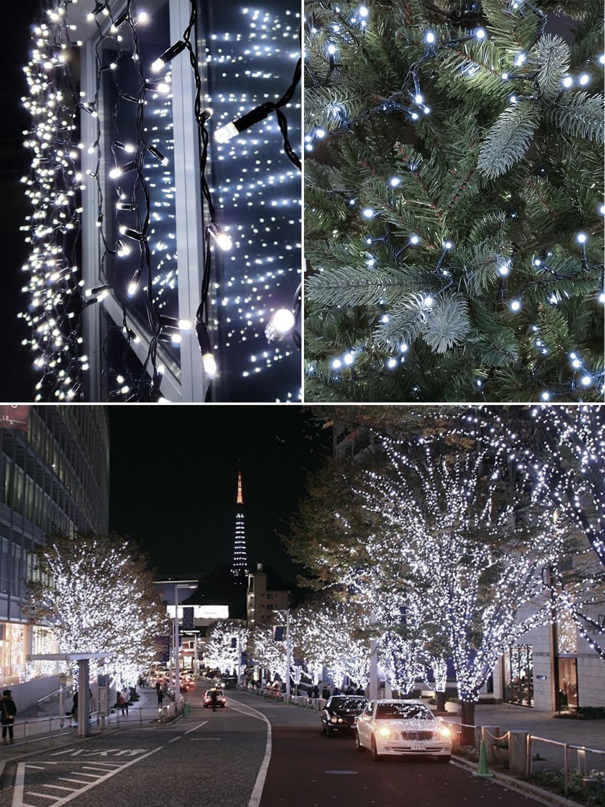 EEW IP65 waterproof solar string lights endure rain and snow outdoors.