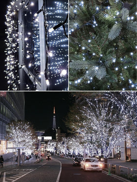 EEW IP65 waterproof solar string lights endure rain and snow outdoors.