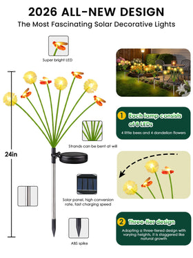 EEW solar dandelion-bee lights IP65 waterproof design for any weather