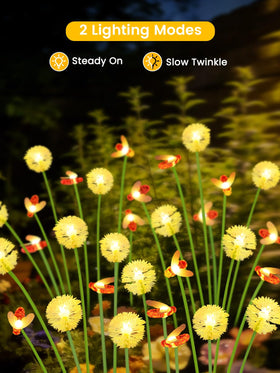 EEW solar dandelion-bee lights side view highlighting path lighting