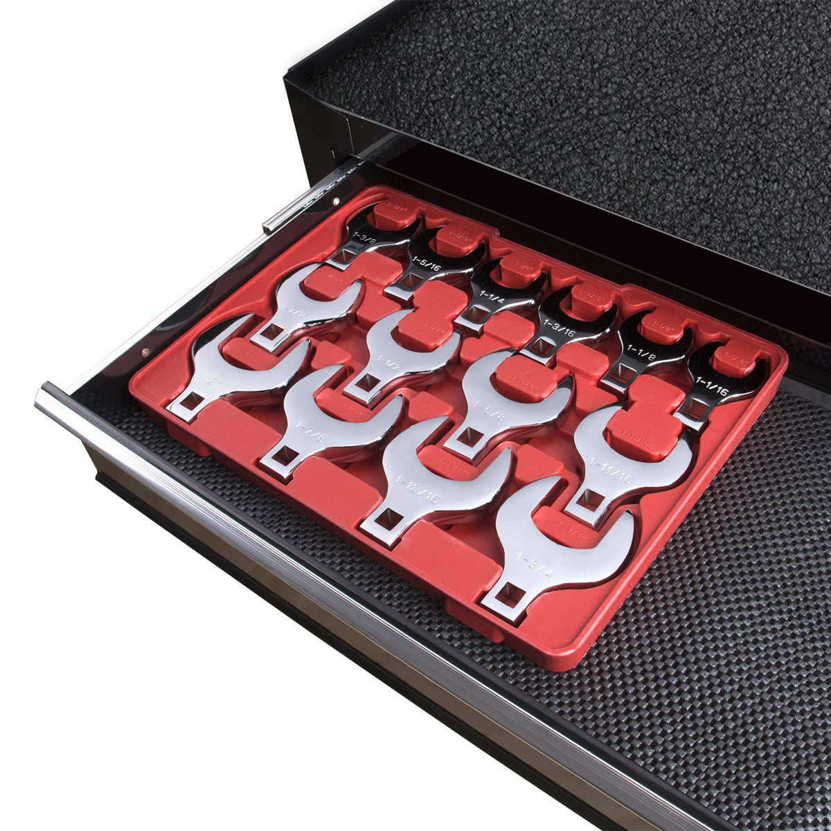 EFFICERE 1/2-inch drive crowfoot set covers large sizes for auto and plumbing tasks.