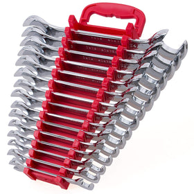 EFFICERE 15-piece angle-head wrench set with folding rack for organized storage and quick access.