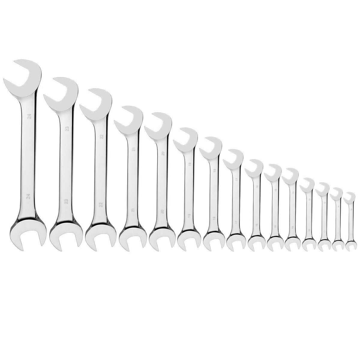 EFFICERE angled wrenches from 10mm to 24mm for precision in tight spots.