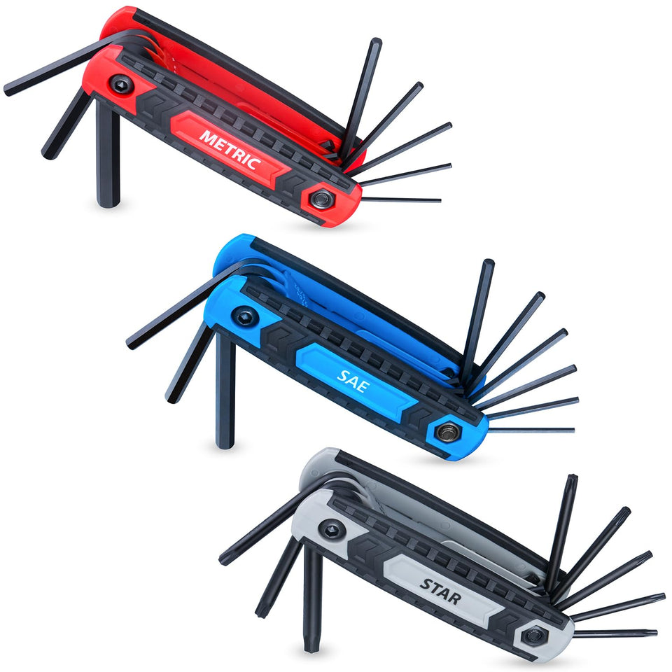 EFFICERE folding hex key set in compact form for easy storage and quick access.