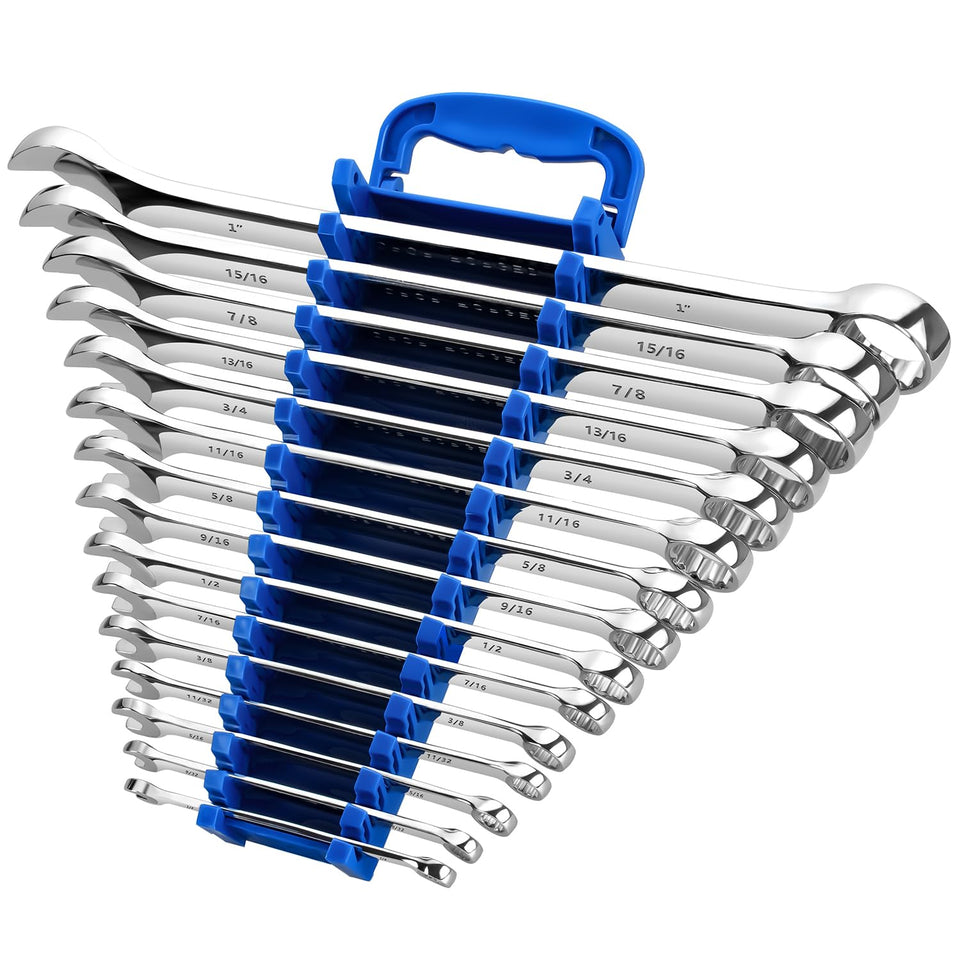 EFFICERE Max Torque wrench set with rack organizer for quick access to SAE sizes