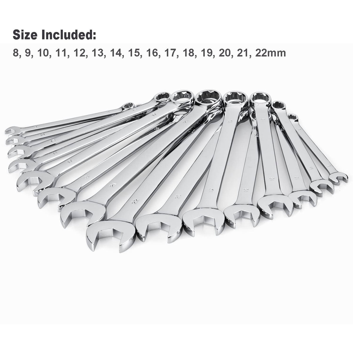 EFFICERE V-cut open end wrench grips four-sided fasteners to reduce rounding