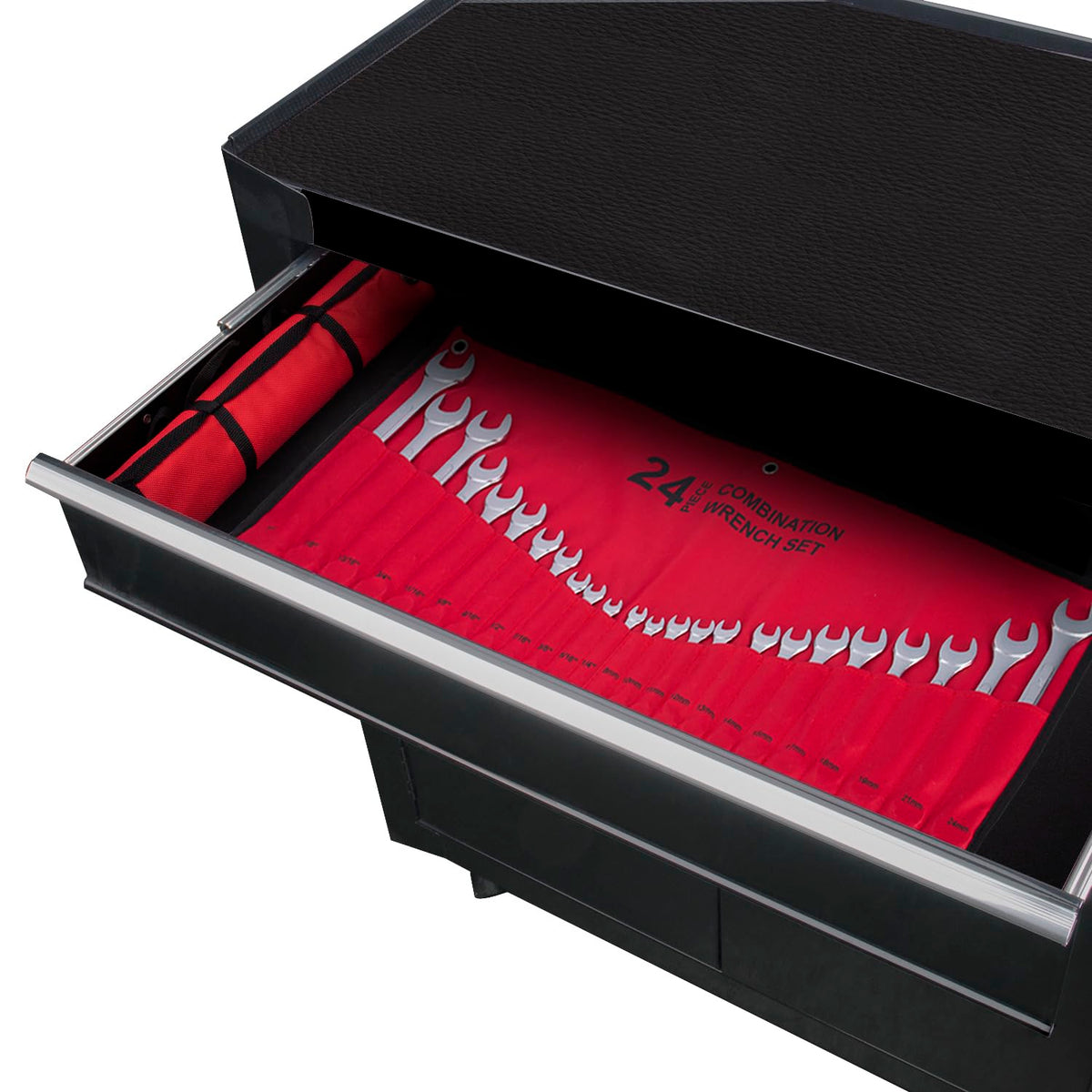 Roll pouch keeps tools organized and ready for travel.
