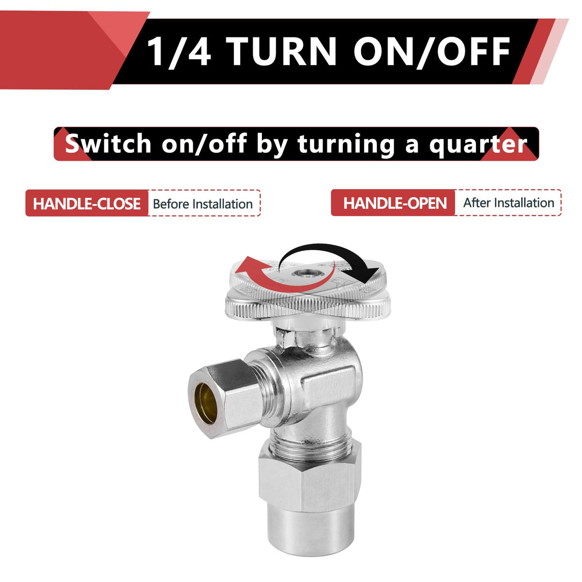 EFIELD 1/4-turn angle stop valve enables quick shutoff