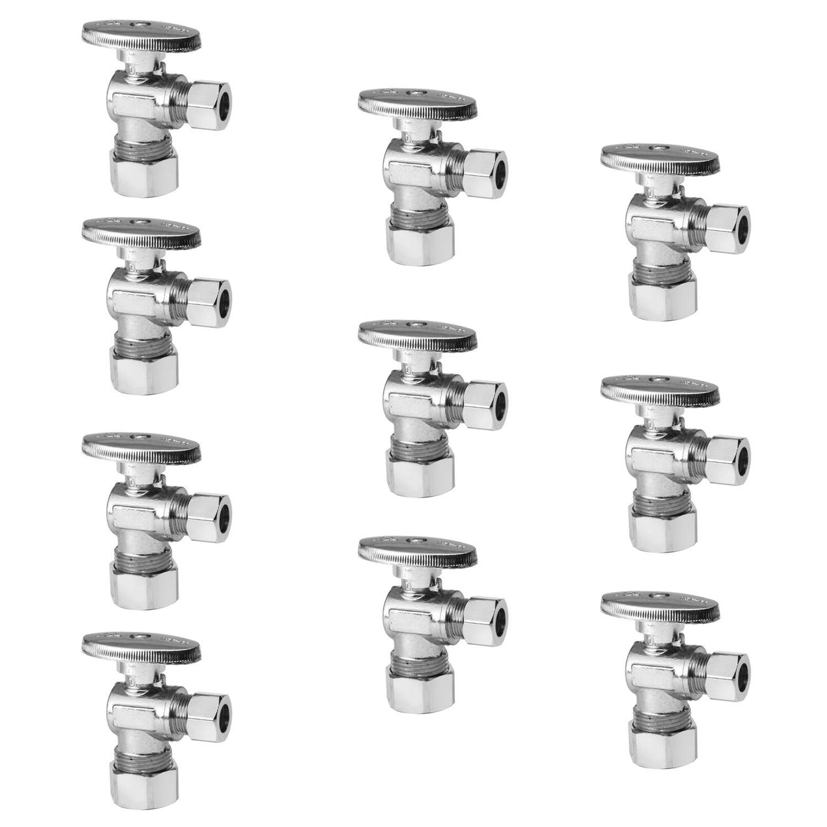 EFIELD chrome angle stop valve with 5/8 in OD to 3/8 in OD fittings for durable shutoff