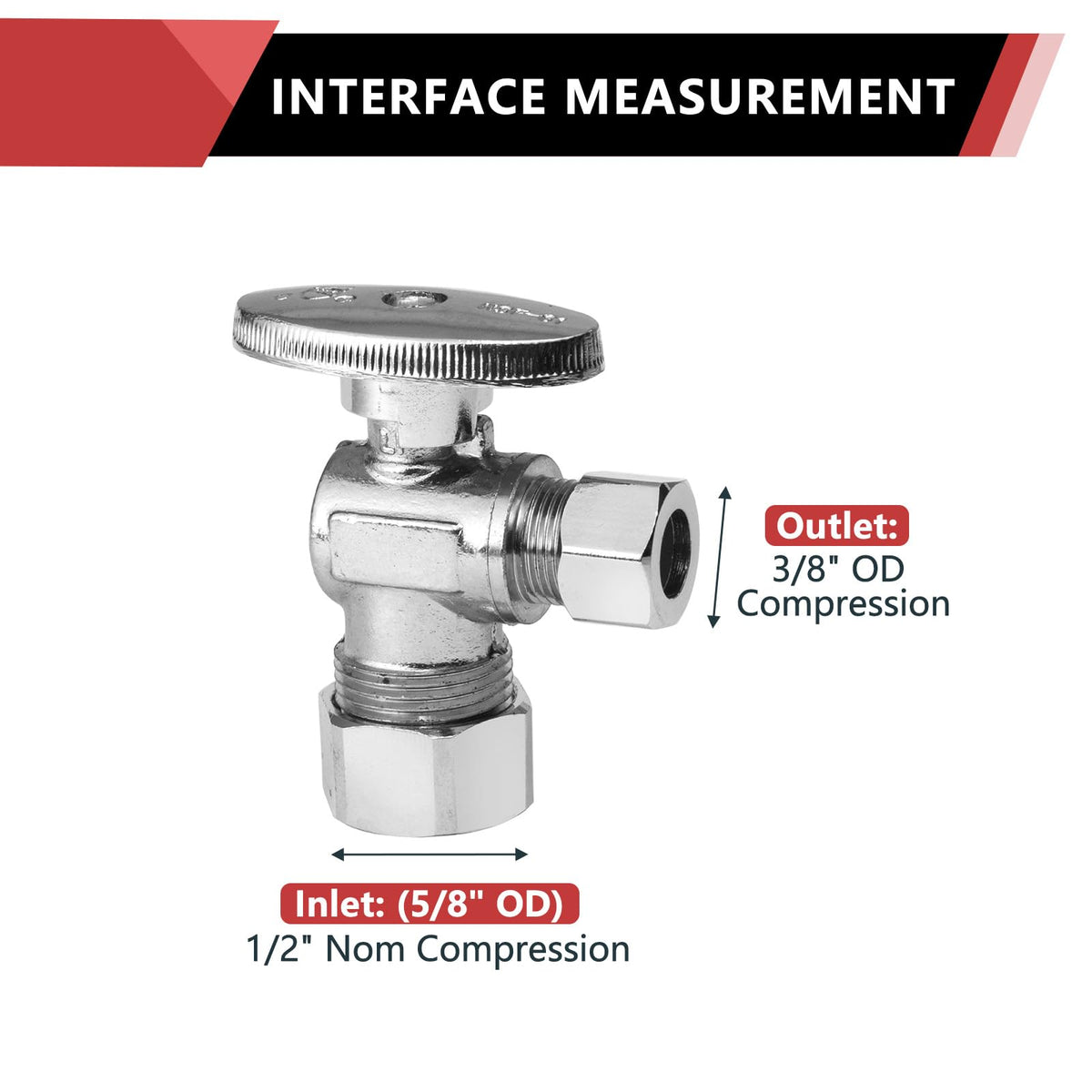 EFIELD chrome angle stop valve front view for reliable residential use