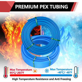 EFIELD Pex A blue pipe length 100 ft unrolled for planning.