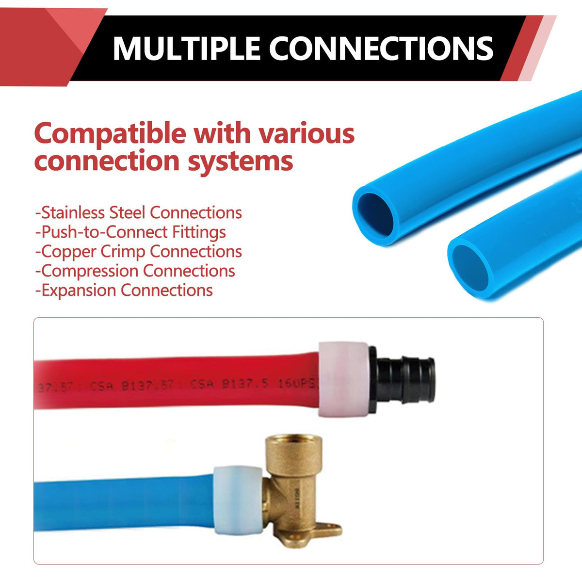 EFIELD Pex A chemical-resistant blue pipe withstands chlorine exposure.