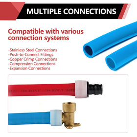 EFIELD Pex A chemical-resistant blue pipe withstands chlorine exposure.