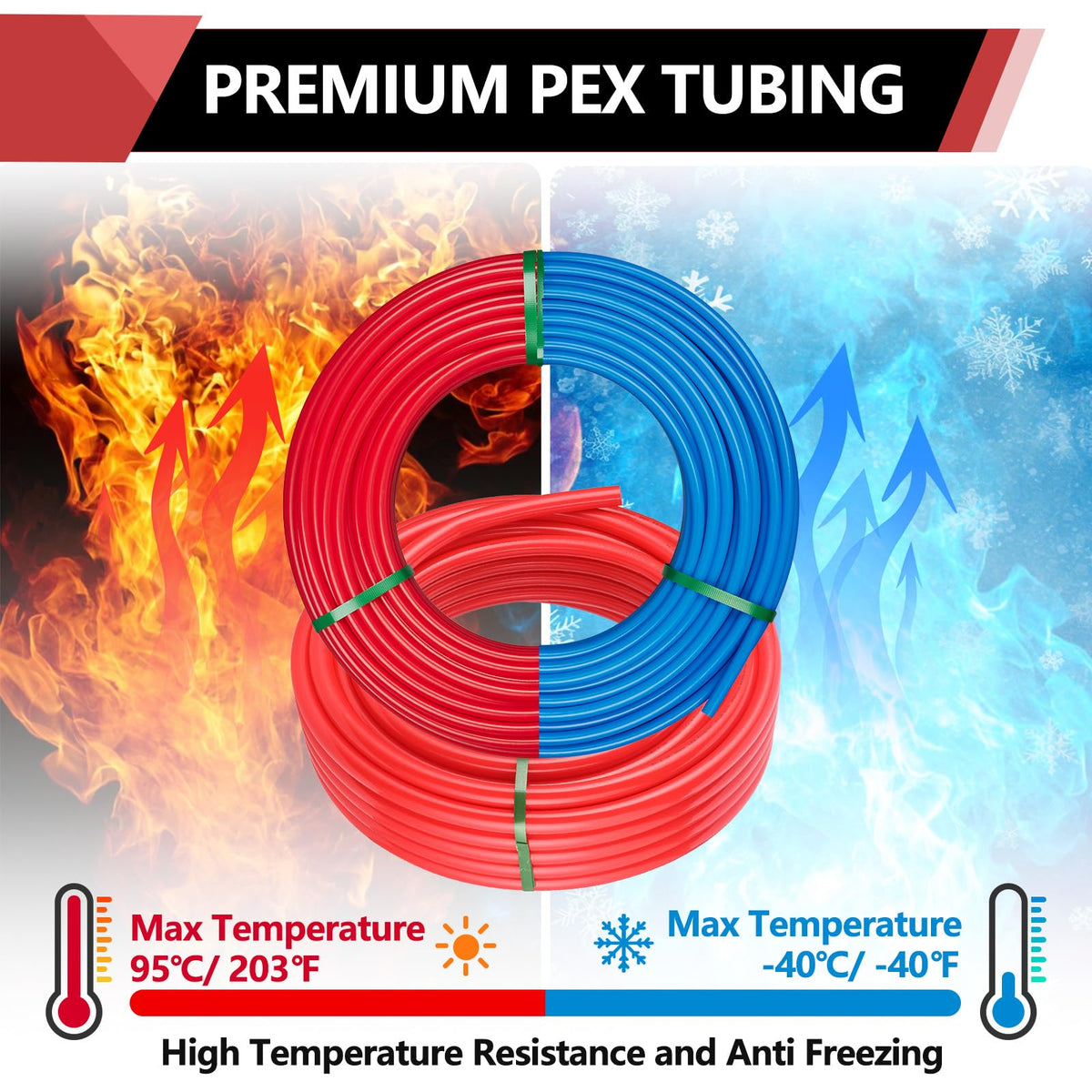 EFIELD blue and red PEX-B for hot and cold water setup