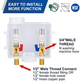 EFIELD WM051 inlet half-inch MIP and outlet three-quarter-inch MHT for simple connections.
