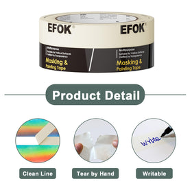 EFOK masking tape bulk pack view highlights 10 rolls and 550 yards.