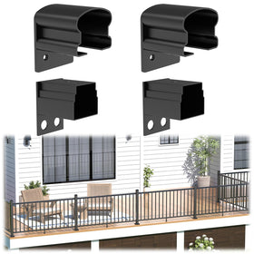 Egadis 4-pack deck bracket connectors in black textured finish for durable outdoor railing