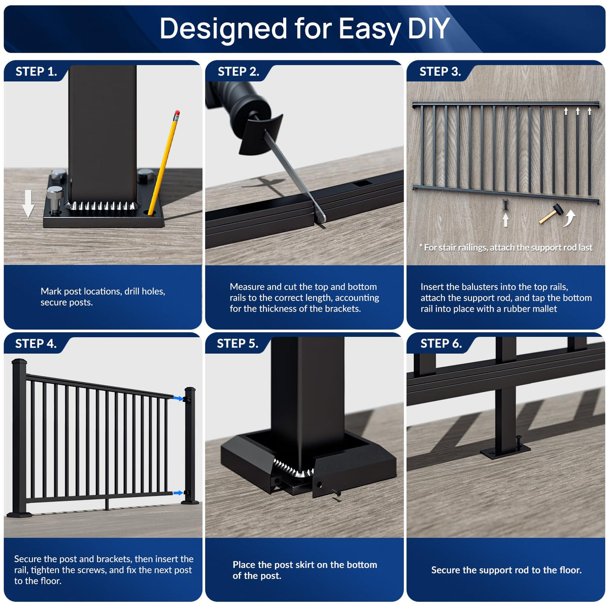 Egadis 90-degree corner angle configuration for railing
