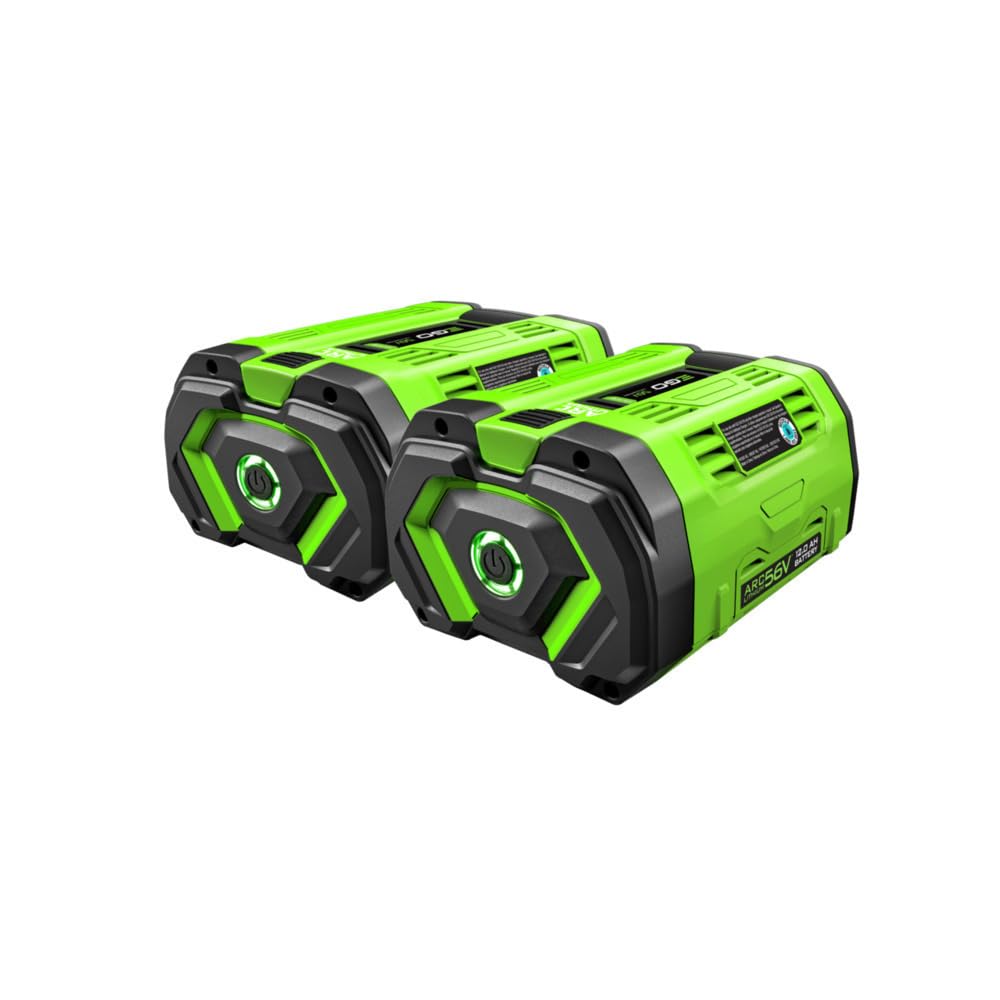 EGO Power+ 56V 12Ah ARC Lithium two-pack powers tools with extended runtime.