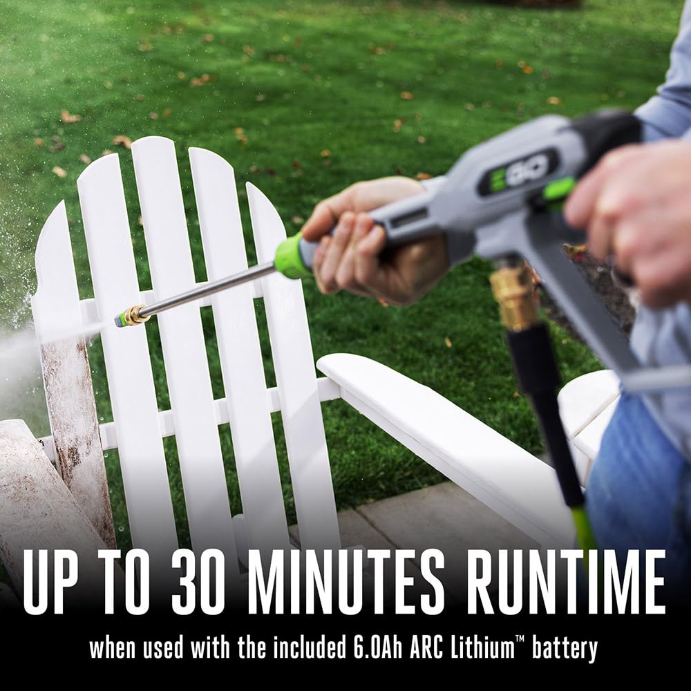 EGO Power+ 6.0Ah battery and charger included for cordless cleaning.