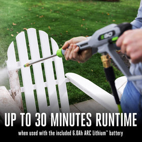 EGO Power+ 6.0Ah battery and charger included for cordless cleaning.
