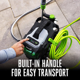 EGO Power+ quick-connect wand and nozzles for fast setup.