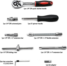 Egofine 1/4 drive extension bars for extended reach in tricky spots