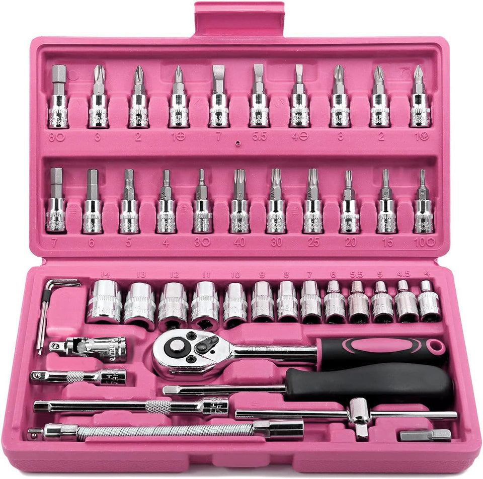 Egofine 46-piece 1-4 drive socket set for versatile auto maintenance
