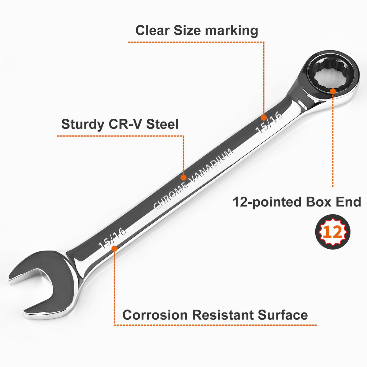 Close-up of Egofine 72-tooth ratchet gear with smooth operation in tight spaces