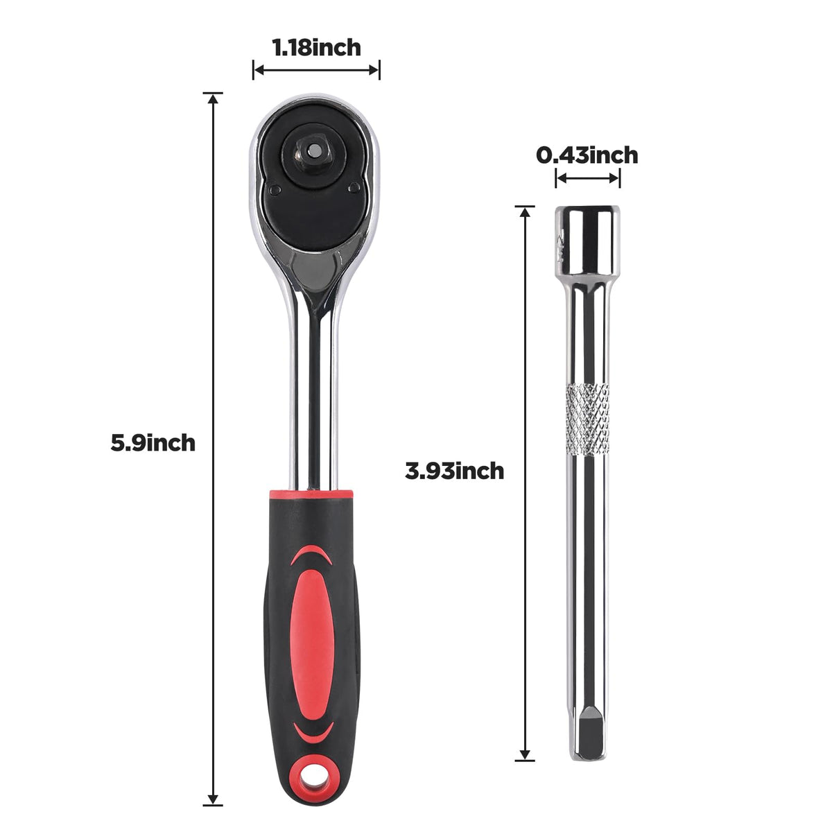 Egofine 24-tooth oval-head ratchet enables smooth, quick socket changes.
