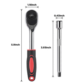 Egofine 24-tooth oval-head ratchet enables smooth, quick socket changes.