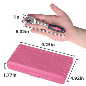 Egofine pink 1-4 drive ratchet wrench for easy access in tight spaces